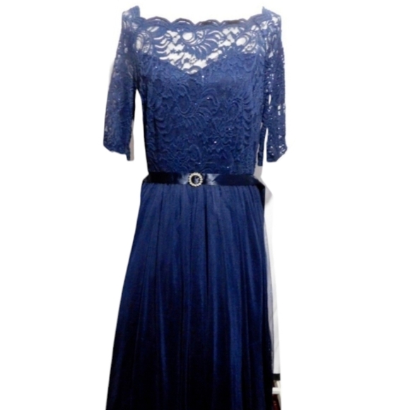 Candalite Women's Sequin Lace Maxi Dress Size 3X Lined Mesh Formal Gown NEW - Picture 1 of 16
